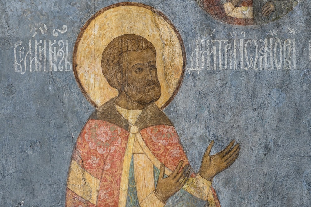 Святой благоверный великий князь Дмитрий Донской. Фрагмент стенописи.webp