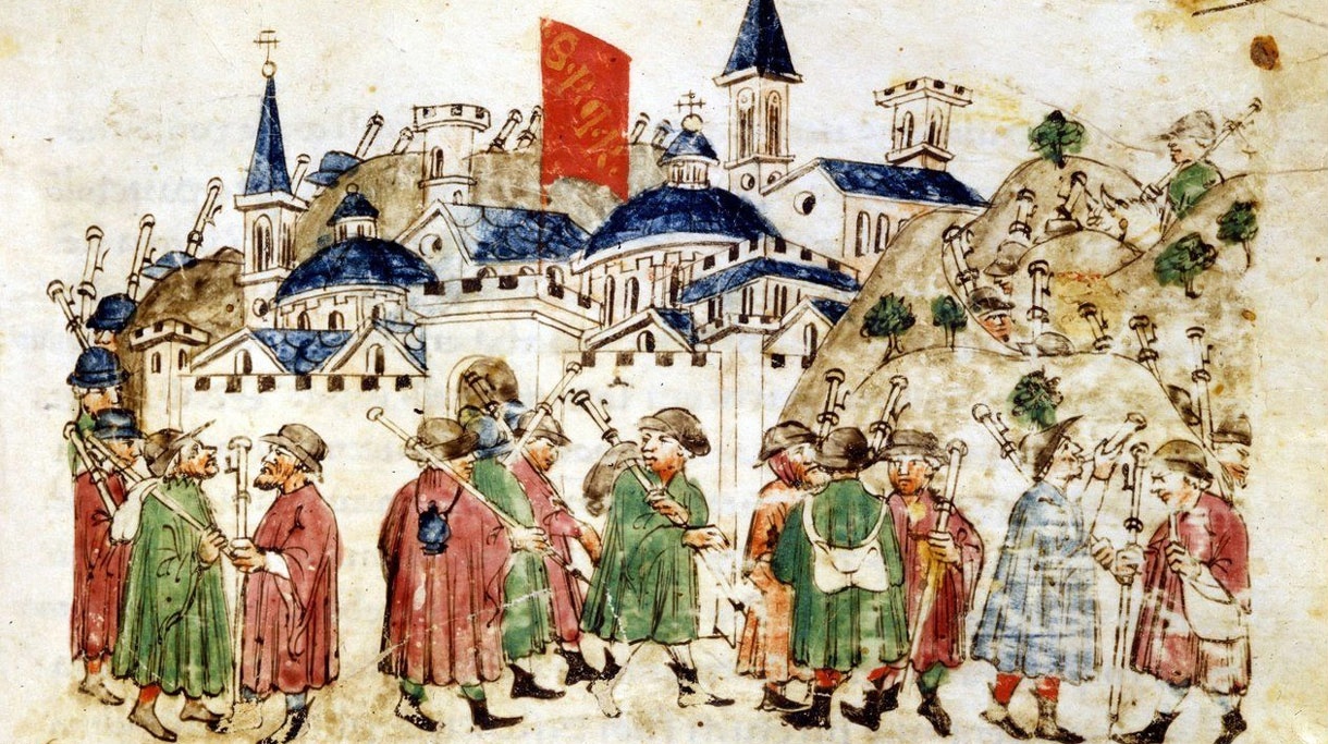 Пилигримы в Риме. Хроника Джованни Серкамби, XIV в. Национальный архив Лукки