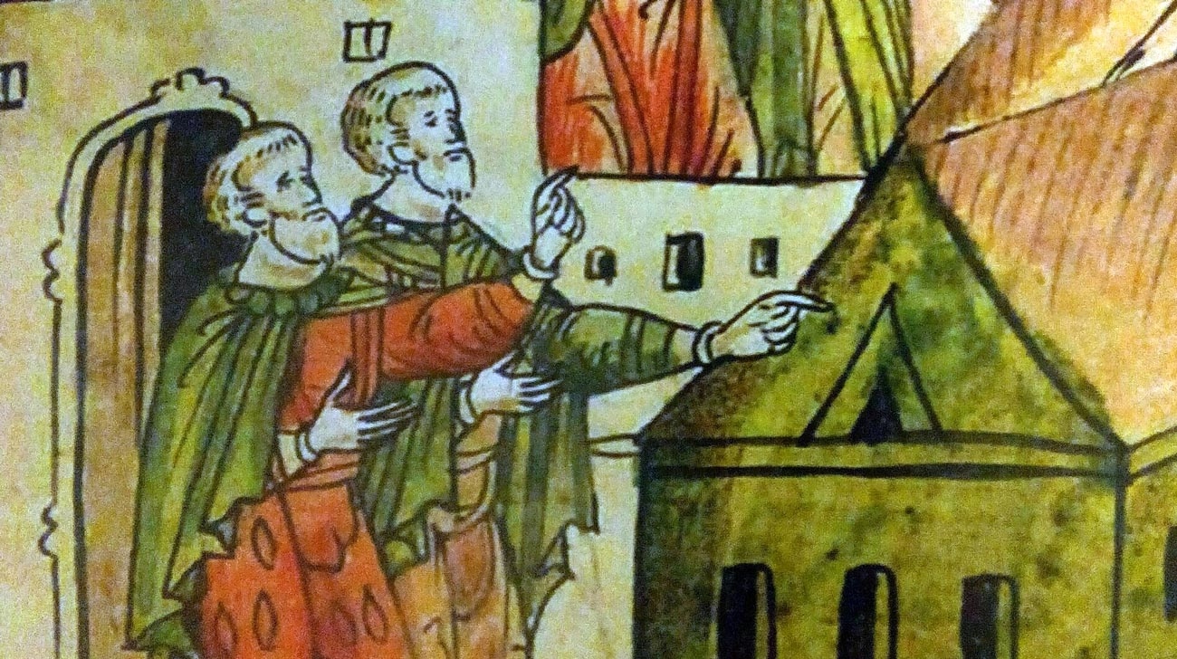 Зодчие Пьетро Антонио Солари и Марко Руффо. Фрагмент миниатюры Лицевого летописного свода.webp