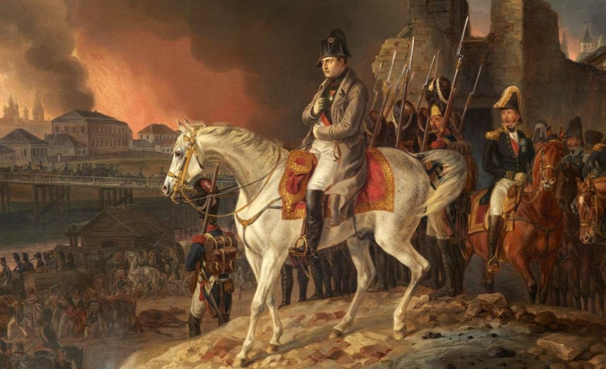 Картина "Выезд императора Наполеона из Кремля". Германия, 1840 г. Адам Альбрехт