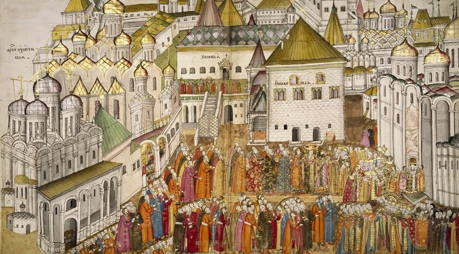 Миниатюра из "Книги об избрании на царство великого государя, царя и великого князя Михаила Федоровича". Фрагмент. Москва, 1672-1673