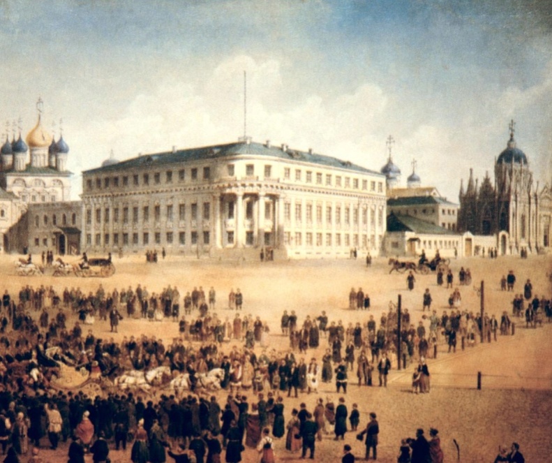 Вид с юга на Николаевский дворец (Архиерейский дом), Чудов и Вознесенский монастыри