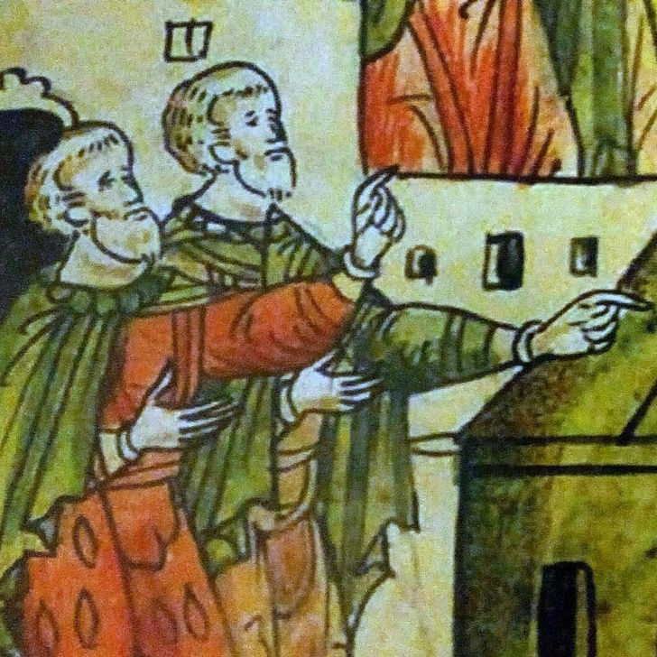 Зодчие Пьетро Антонио Солари и Марко Руффо. Фрагмент миниатюры Лицевого летописного свода.webp