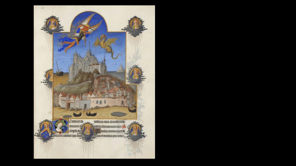 Битва Святого Михаила с драконом над Мон Сен-Мишель, бастионом, который никогда не сдавался англичанам.webp