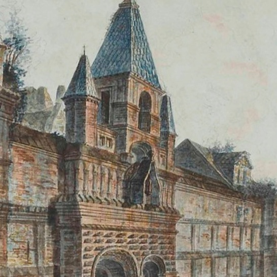 Вид в Замоскворечье на Кадашевский Хамовный двор и колокольню церкви Космы и Дамиана