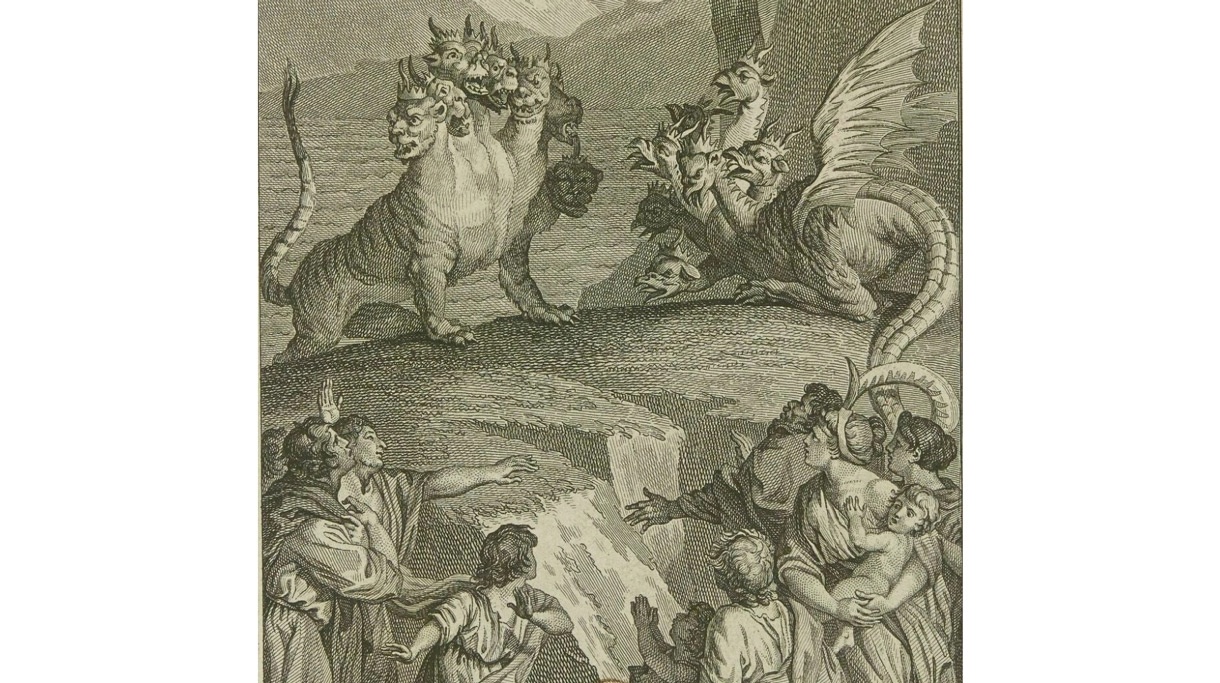 Семиглавый, десятирогий зверь, богохульство (Откровение, гл. XIII)