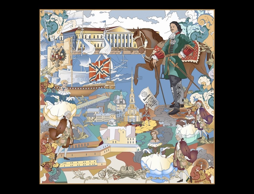 Сувениры к выставке «Последний триумф Петра Великого. Впереди вечность» Платок (2).webp