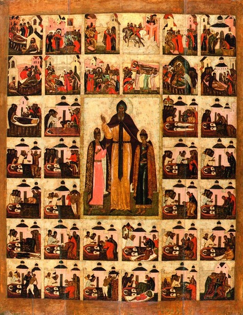 Благоверные князья Федор, Давид и Константин, ярославские чудотворцы, с житием в 36 клеймах. Икона