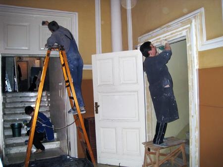 Парадный вестибюль, реставрация дверных блоков