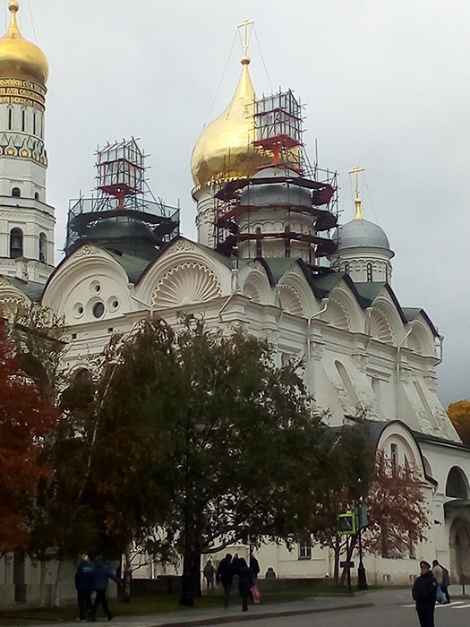 Архангельский собор в процессе реставрации. Вид с юго-запада.
