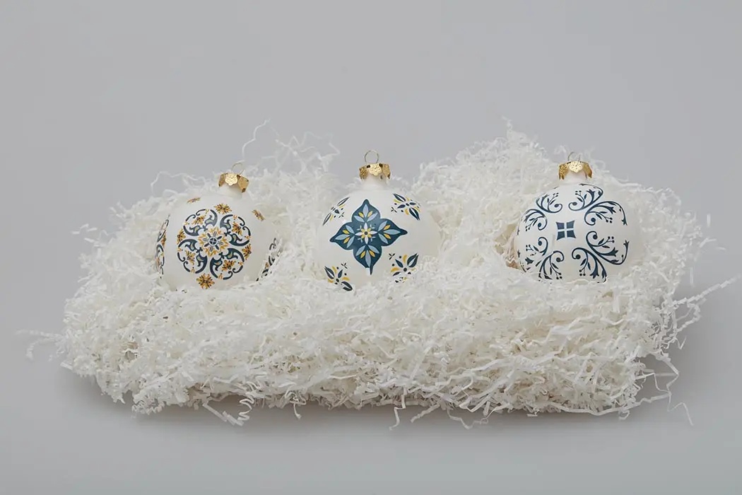 Елочные шары керамические, набор 3 шт.