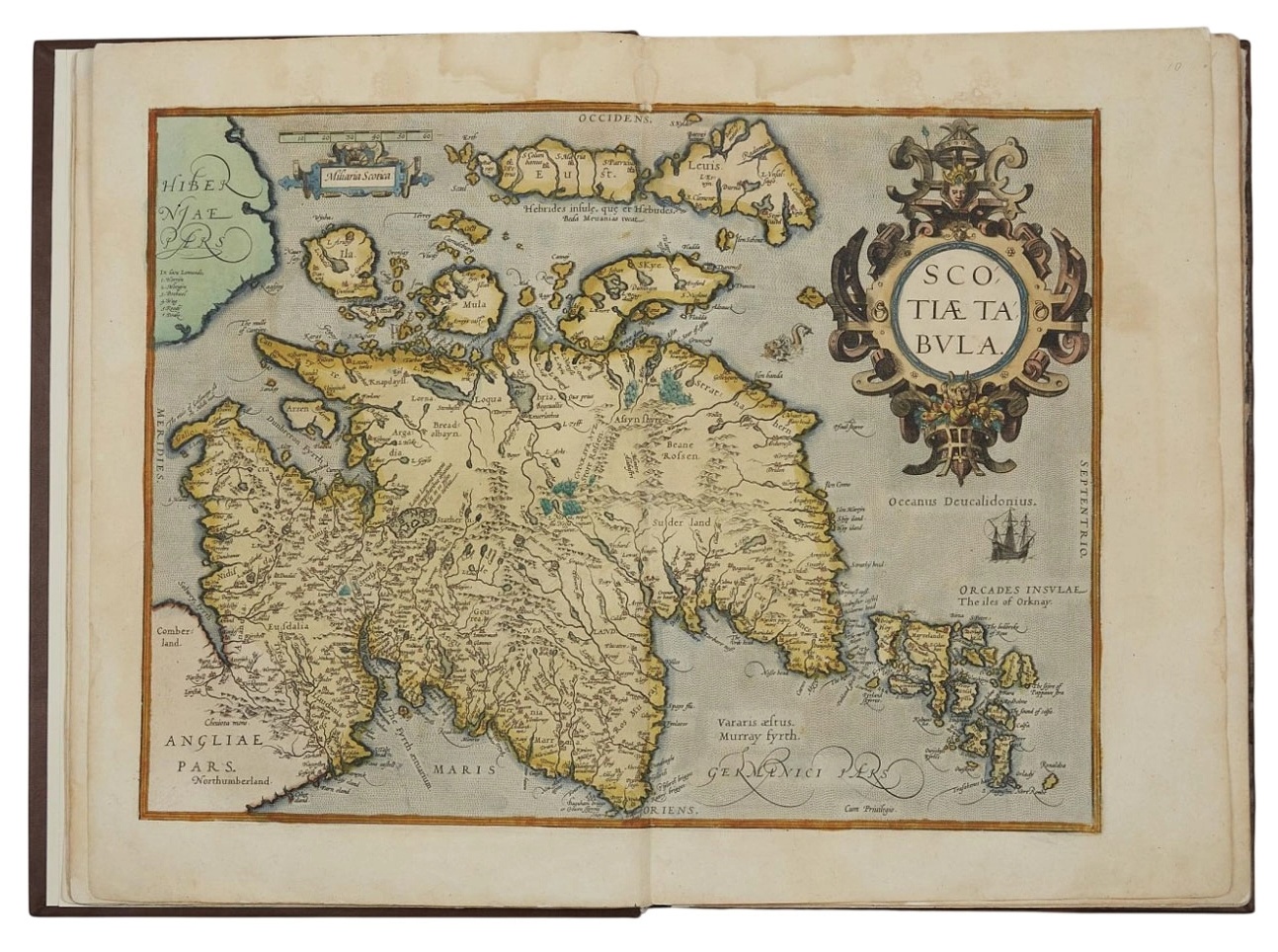 Карта Шотландии. Из атласа: Abraham Ortelius. Theatrum orbis terrarum. Antverpiae, 1572 (?)