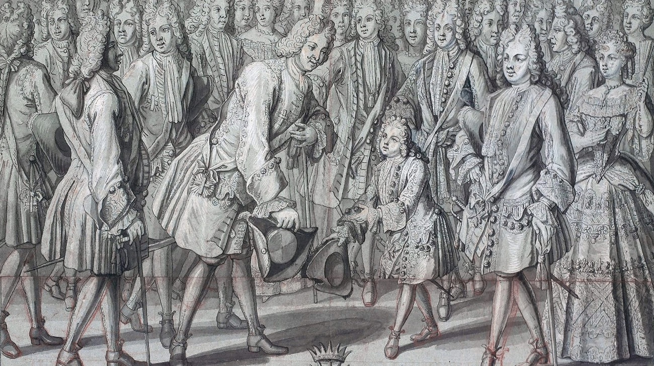 Рисунок «Встреча Петра I и Людовика XV в Париже 11 мая 1717 г.»