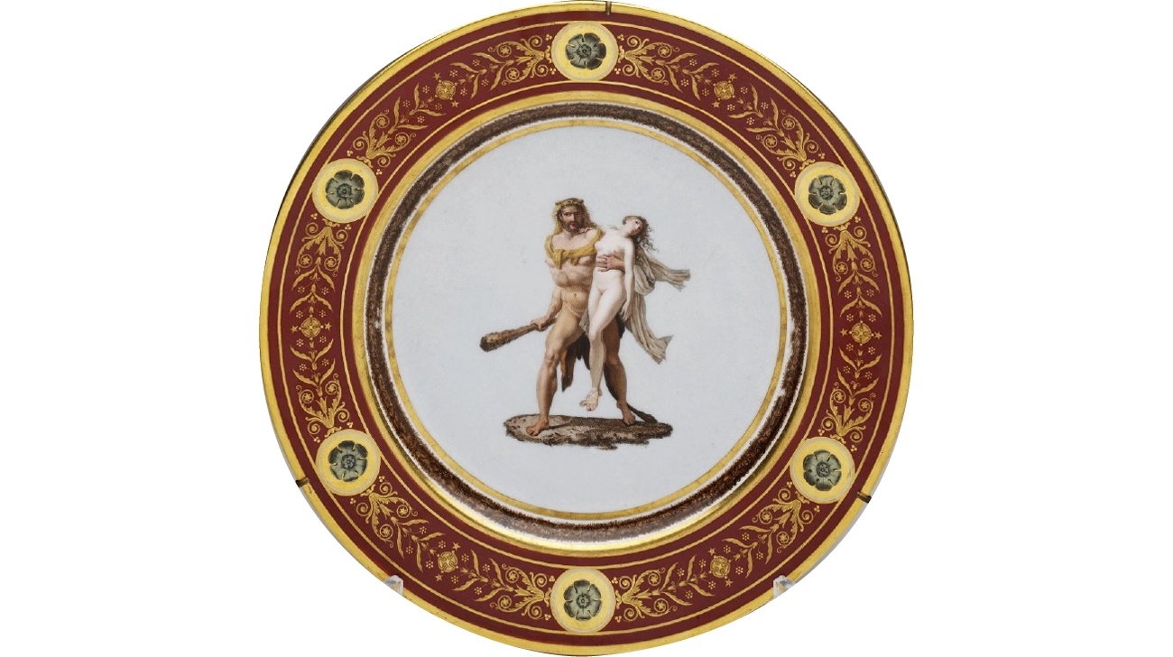 Тарелка десертная, с изображением Геракла, спасающего из Ада Алкесту, из "Олимпийского сервиза"